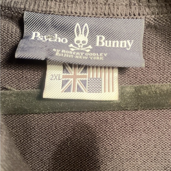 Psycho Bunny black long sleeve mock neck half zipper cotton ribbed sweater 2XL - Picture 5 of 5